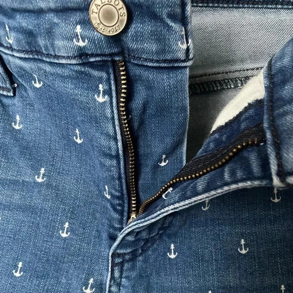 TALBOTS | Blue Denim Flawless Slim Ankle Anchor Print Mid-rise Jeans Size 6 - Picture 6 of 9